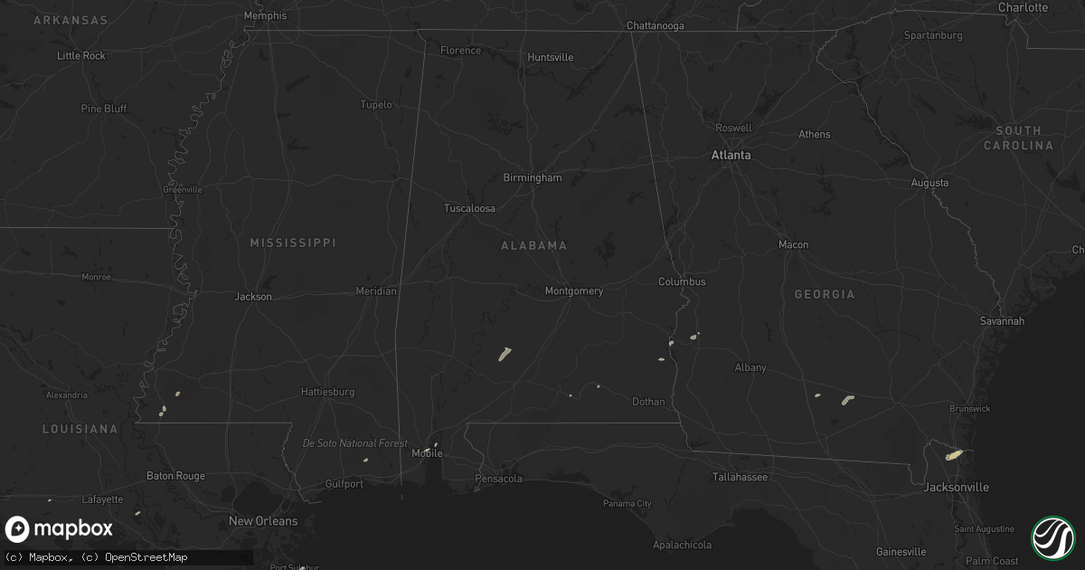 Hail map in Alabama on April 1, 2016