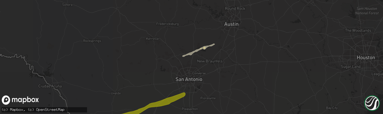 Hail map in Bulverde, TX on April 1, 2016