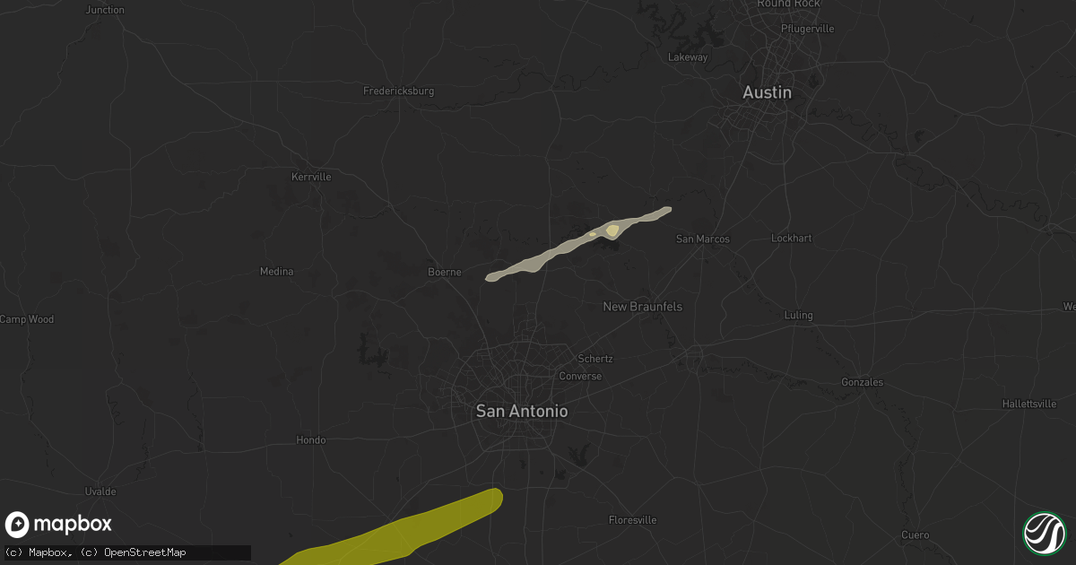 Hail map in Bulverde, TX on April 1, 2016