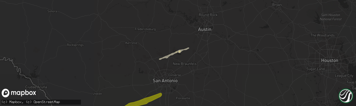 Hail map in Canyon Lake, TX on April 1, 2016