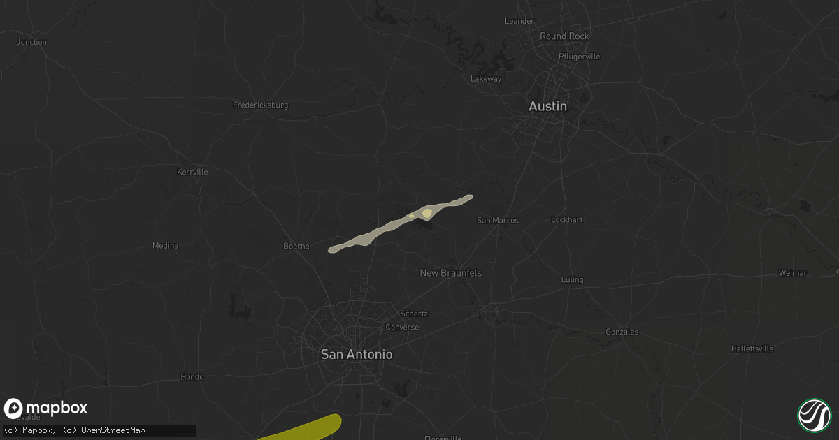 Hail map in Canyon Lake, TX on April 1, 2016