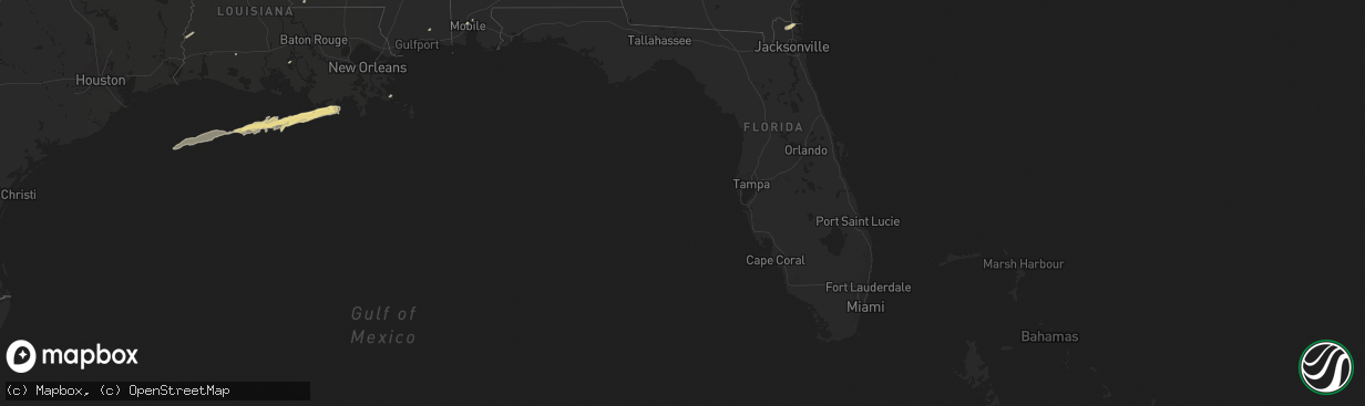 Hail map in Florida on April 1, 2016