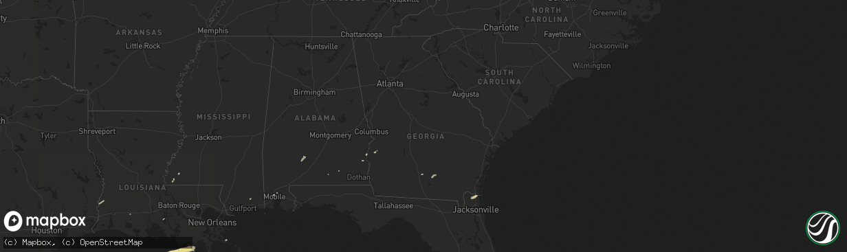 Hail map in Georgia on April 1, 2016