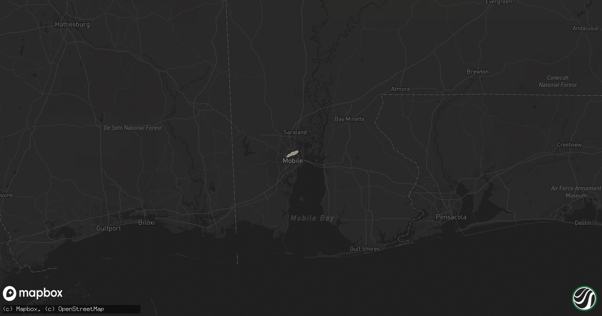Hail map in Mobile, AL on April 1, 2016