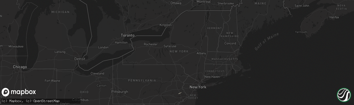 Hail map in New York on April 1, 2016