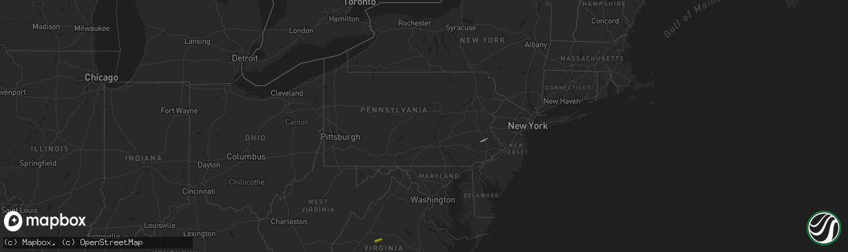 Hail map in Pennsylvania on April 1, 2016