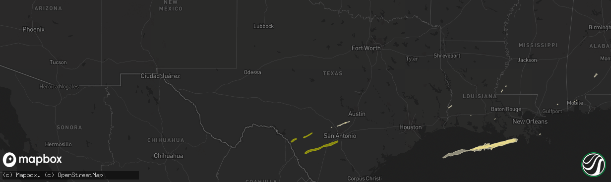 Hail map in Texas on April 1, 2016