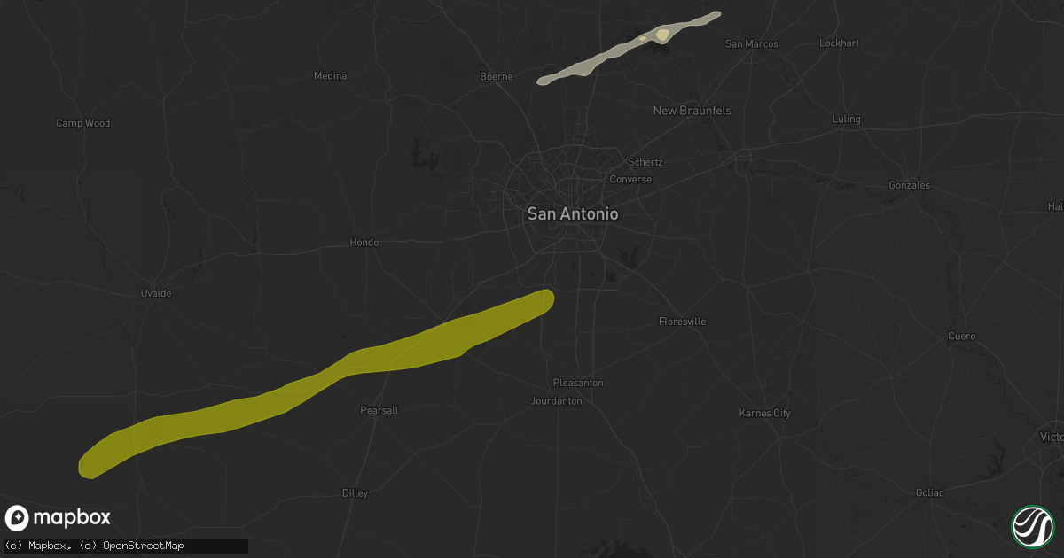 Hail map in Von Ormy, TX on April 1, 2016