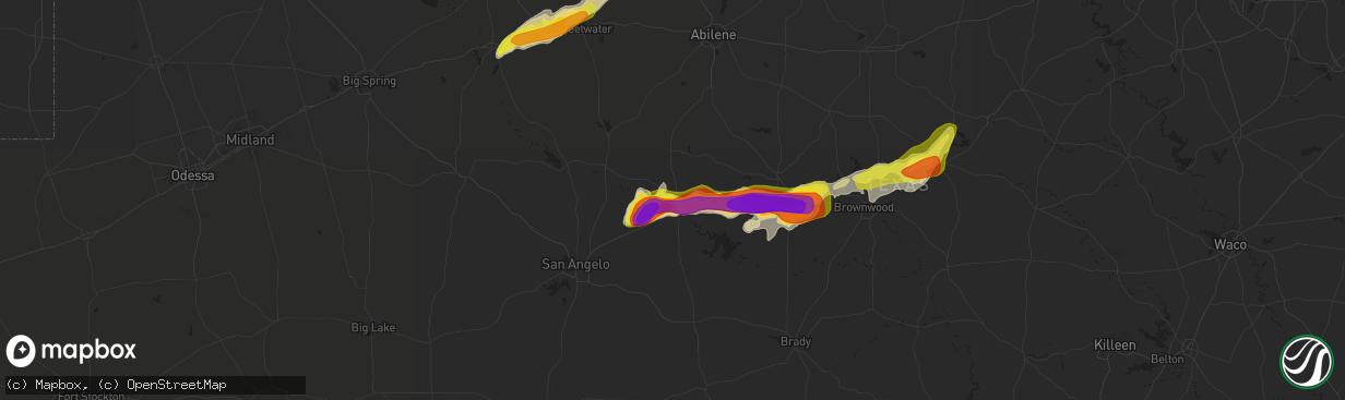 Hail map in Ballinger, TX on April 1, 2017