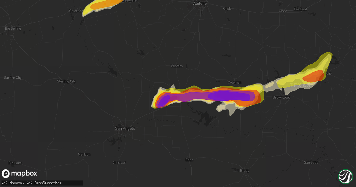 Hail map in Ballinger, TX on April 1, 2017