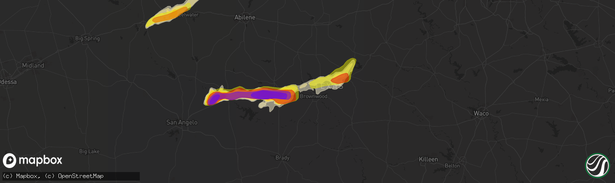 Hail map in Brownwood, TX on April 1, 2017