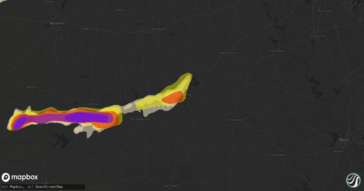 Hail map in Comanche, TX on April 1, 2017