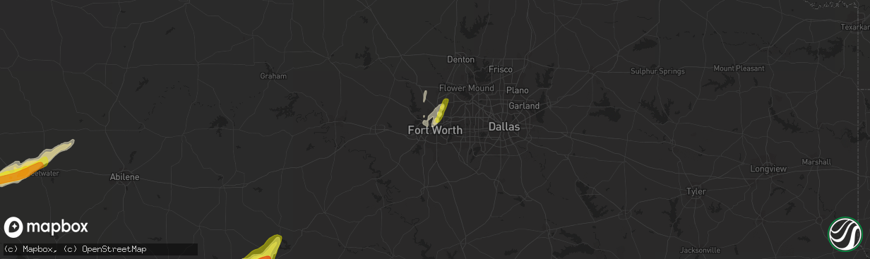 Hail map in Fort Worth, TX on April 1, 2017