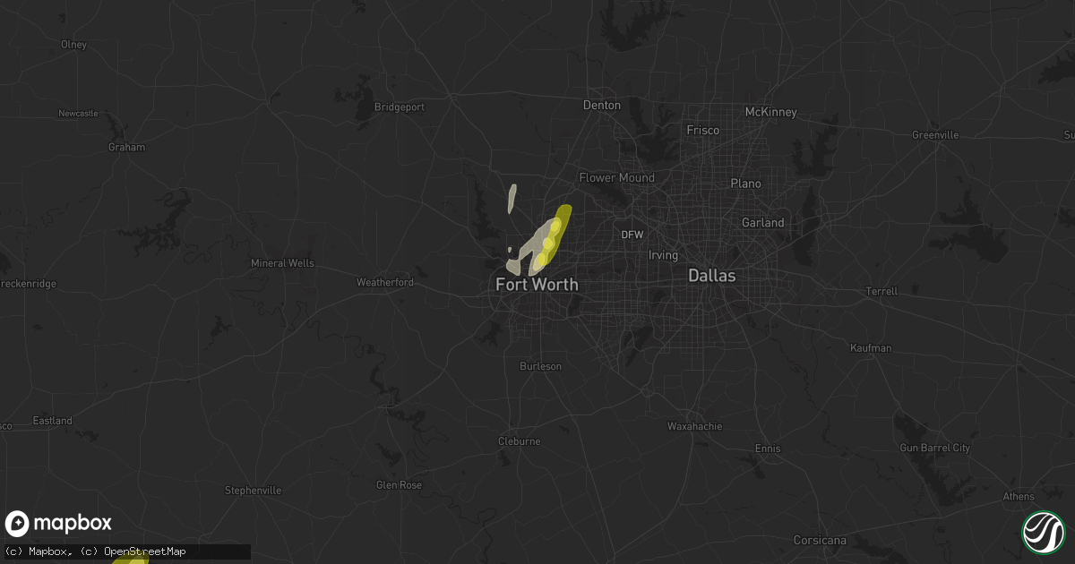 Hail map in Fort Worth, TX on April 1, 2017
