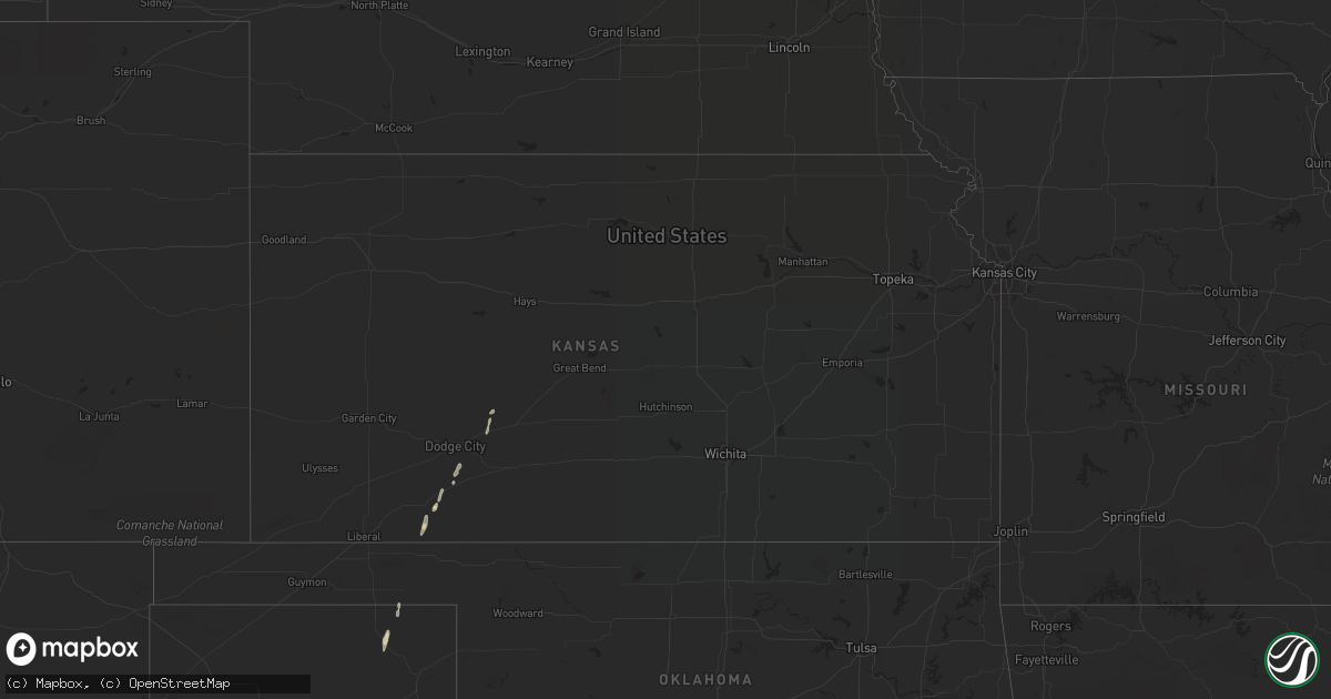 Hail map in Kansas on April 1, 2017