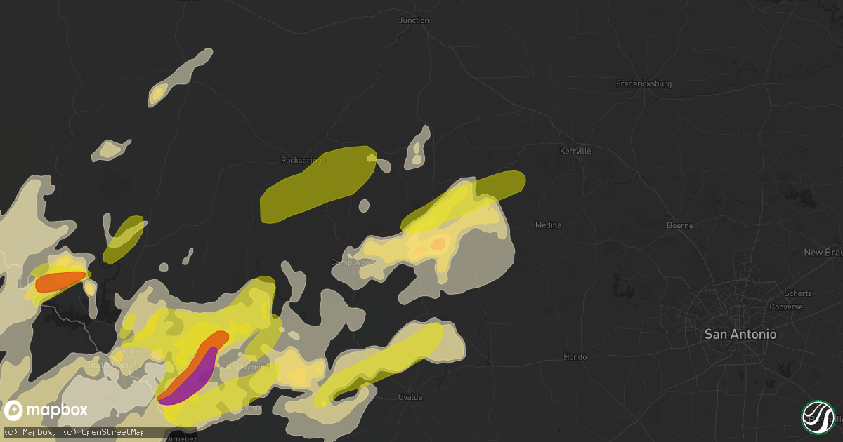 Hail map in Leakey, TX on April 1, 2017