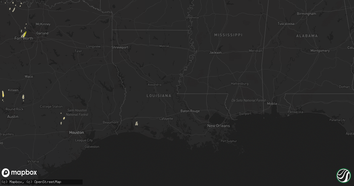 Hail map in Louisiana on April 1, 2017