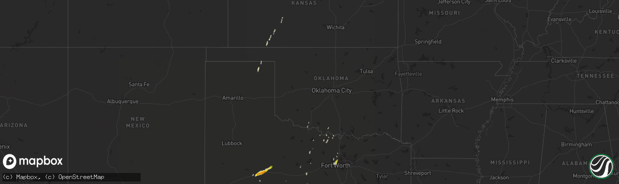 Hail map in Oklahoma on April 1, 2017