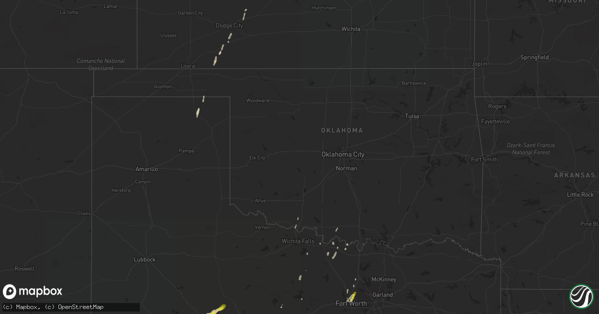 Hail map in Oklahoma on April 1, 2017