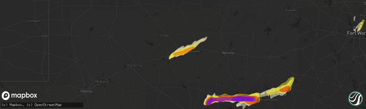 Hail map in Roscoe, TX on April 1, 2017