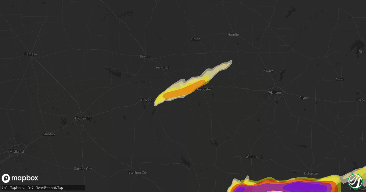 Hail map in Roscoe, TX on April 1, 2017