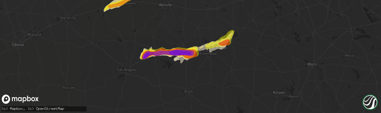 Hail map in Santa Anna, TX on April 1, 2017