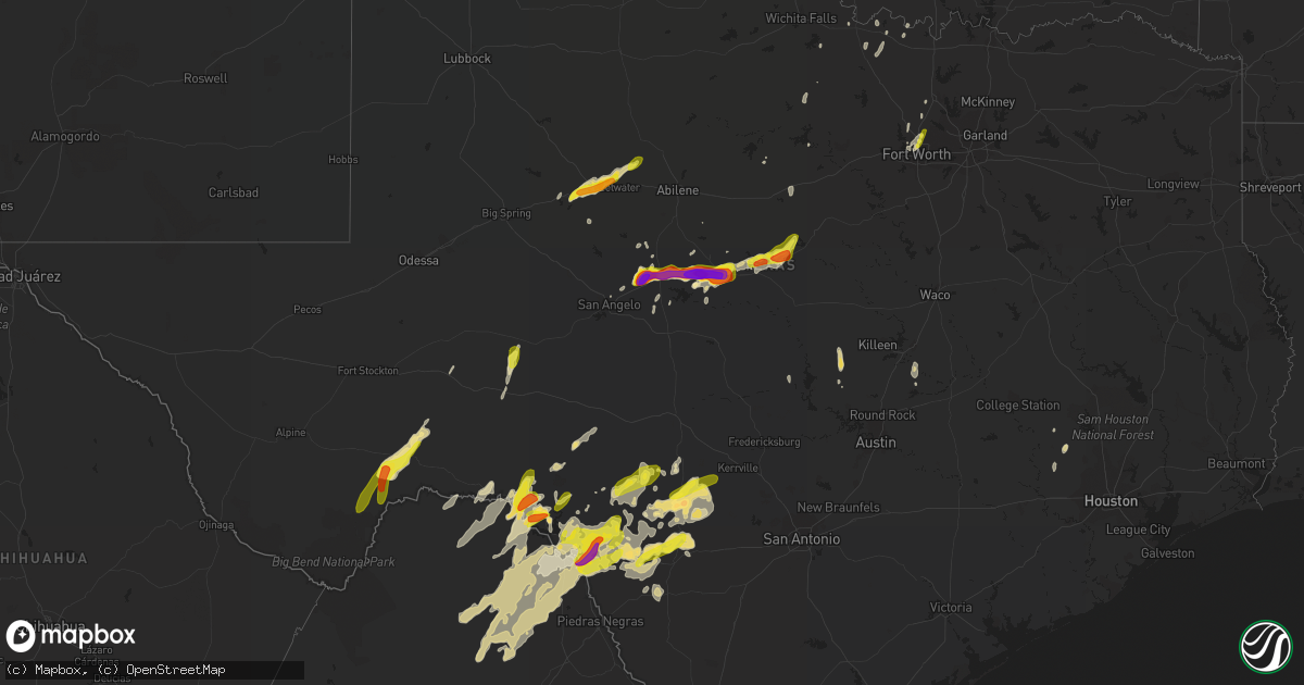 Hail map in Texas on April 1, 2017
