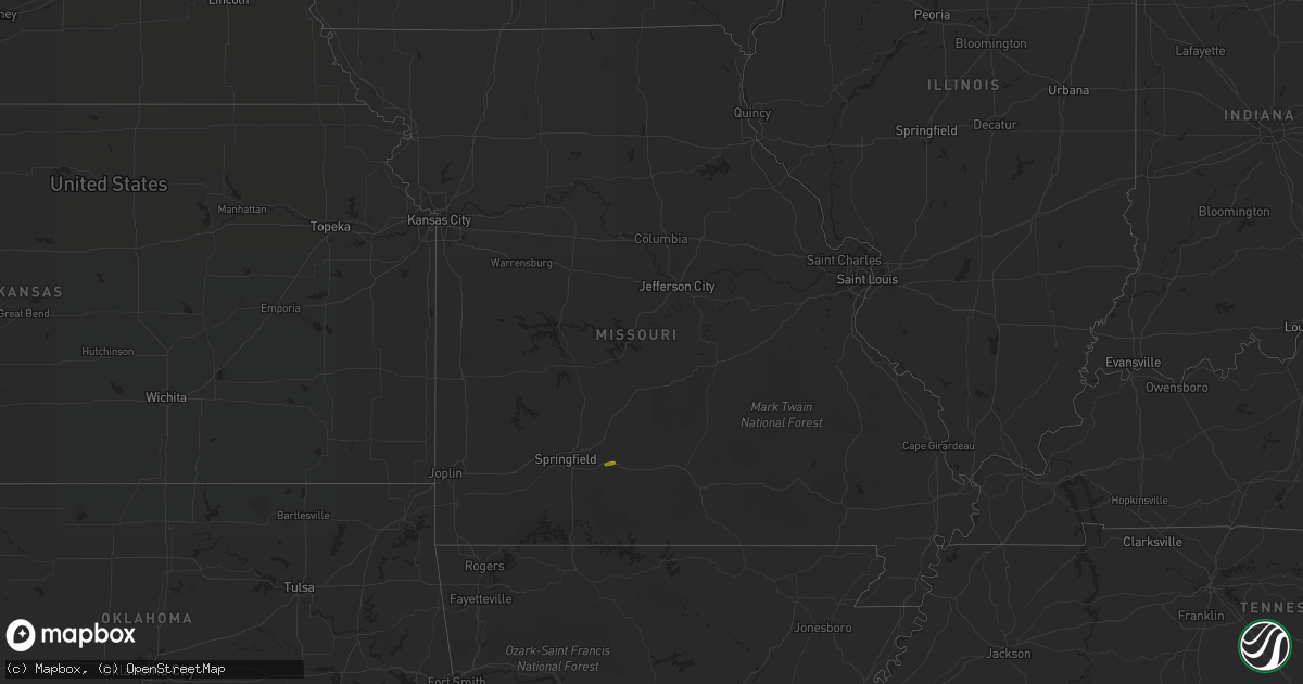 Hail map in Missouri on April 1, 2018
