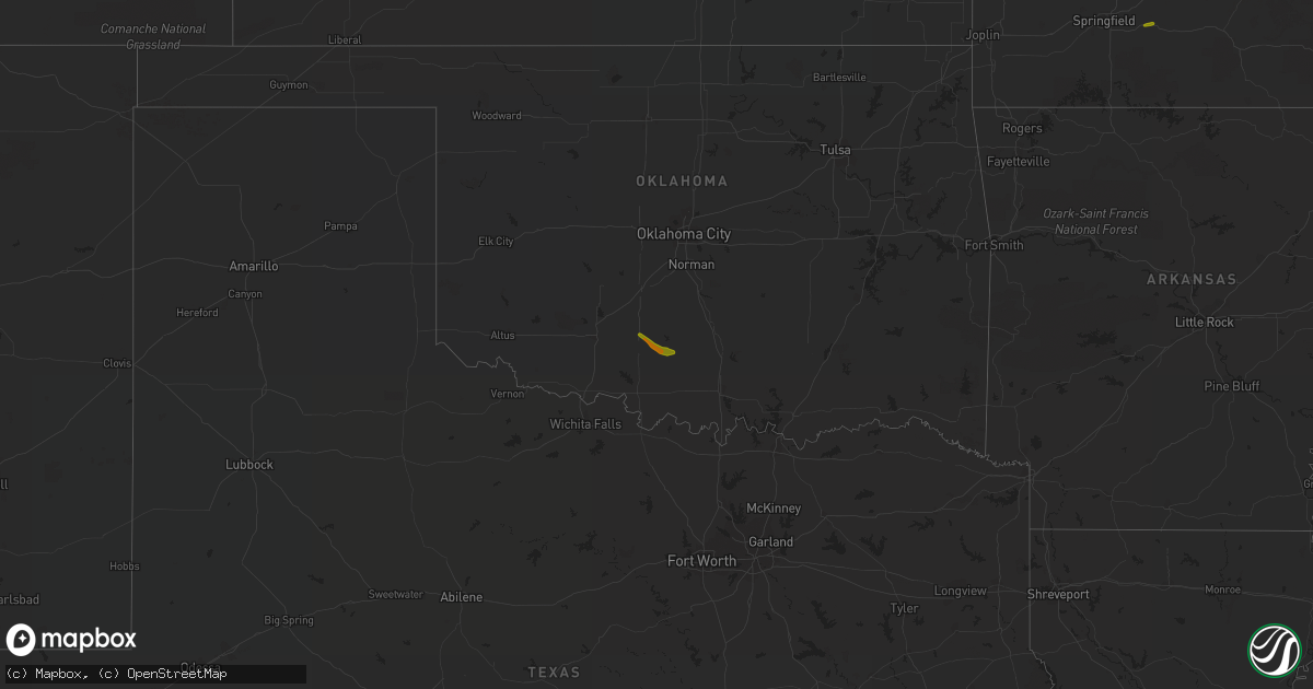 Hail map on April 1, 2018