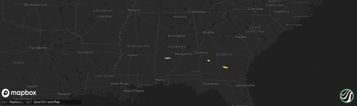 Hail map in Alabama on April 1, 2023