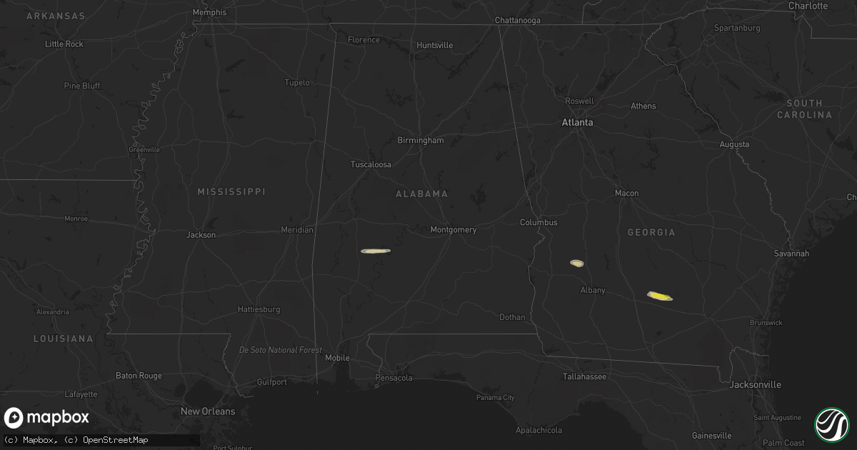 Hail map in Alabama on April 1, 2023