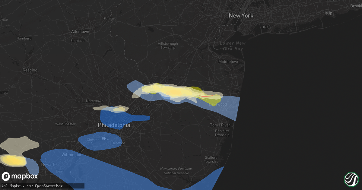 Hail map in Allentown, NJ on April 1, 2023