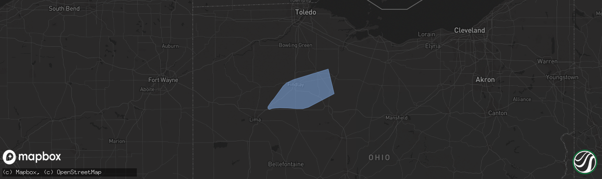 Hail map in Alvada, OH on April 1, 2023