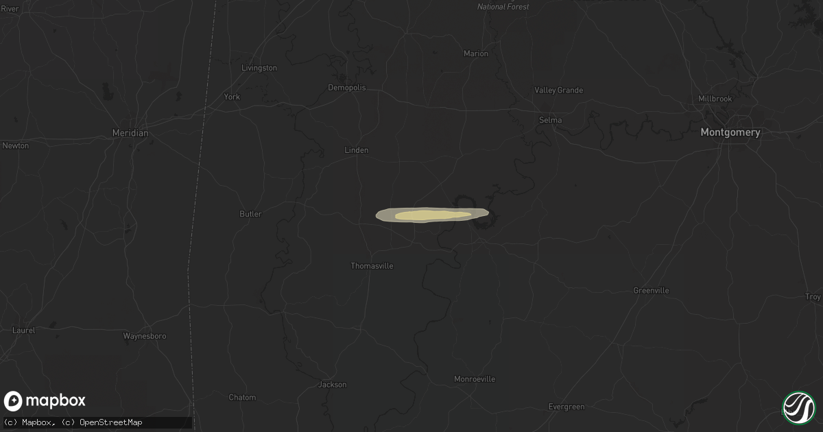 Hail map in Arlington, AL on April 1, 2023