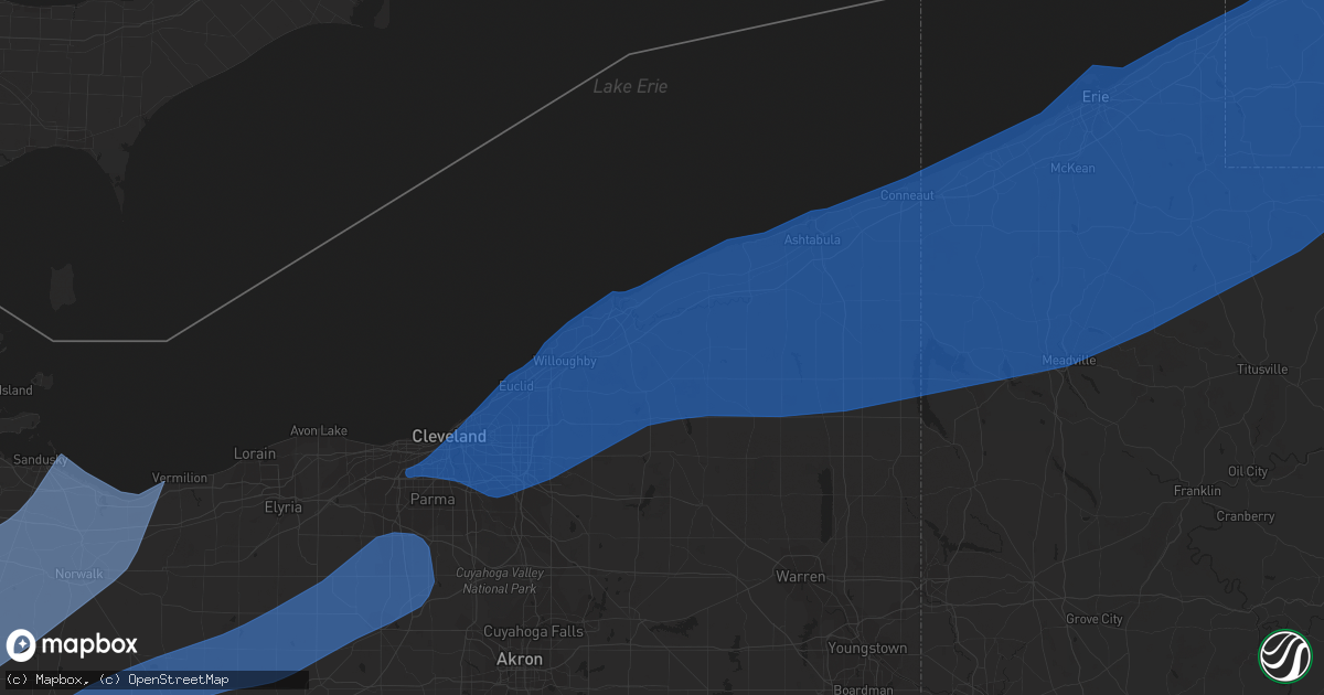 Hail map in Ashtabula, OH on April 1, 2023