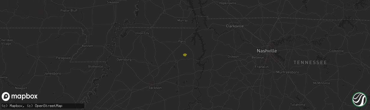 Hail map in Bruceton, TN on April 1, 2023