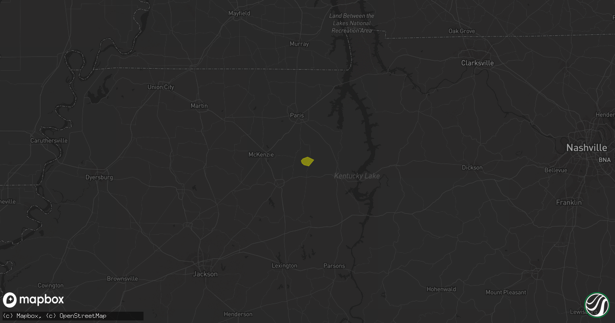 Hail map in Bruceton, TN on April 1, 2023