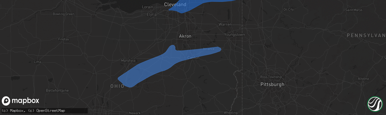 Hail map in Canton, OH on April 1, 2023