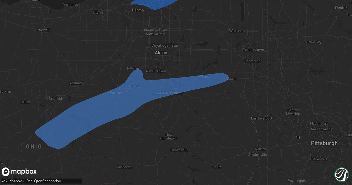 Hail map in Canton, OH on April 1, 2023
