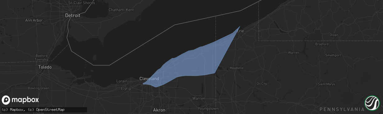 Hail map in Chardon, OH on April 1, 2023