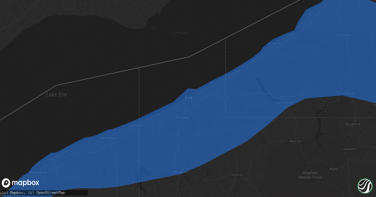 Hail map in Erie, PA on April 1, 2023
