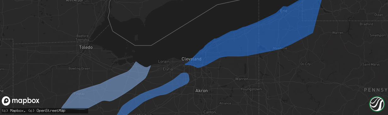 Hail map in Euclid, OH on April 1, 2023