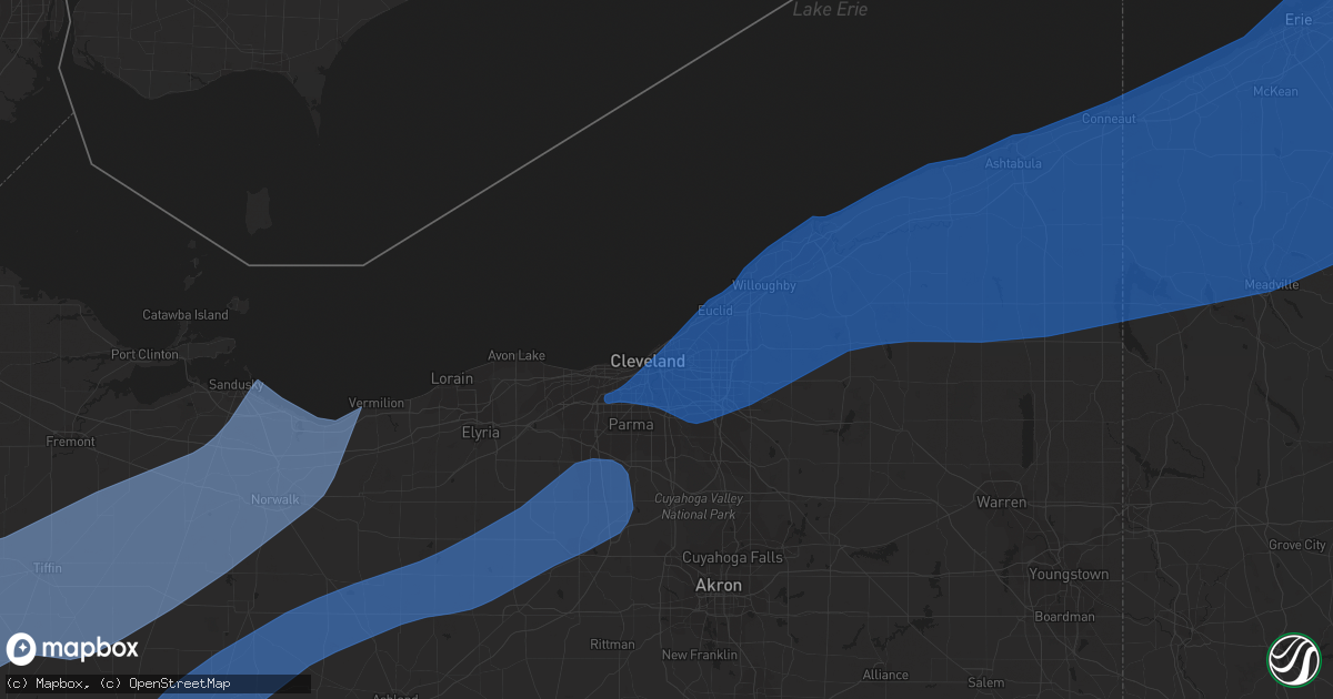 Hail map in Euclid, OH on April 1, 2023