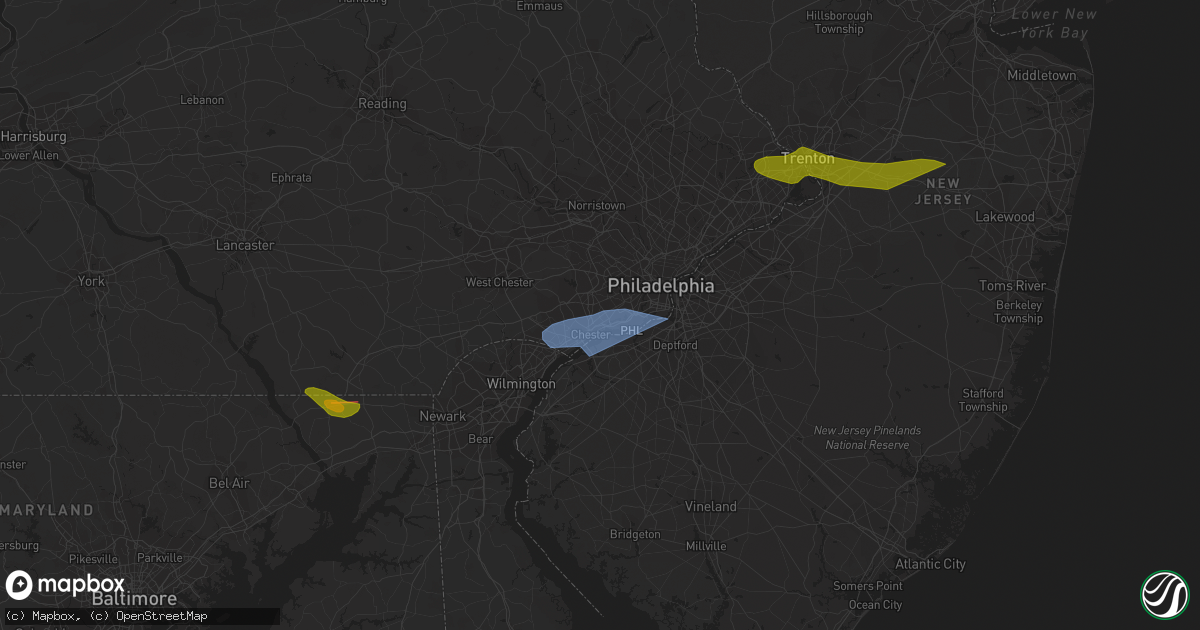 Hail map in Folsom, PA on April 1, 2023