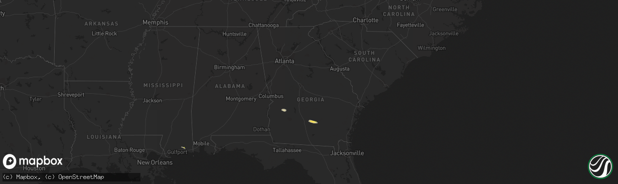 Hail map in Georgia on April 1, 2023