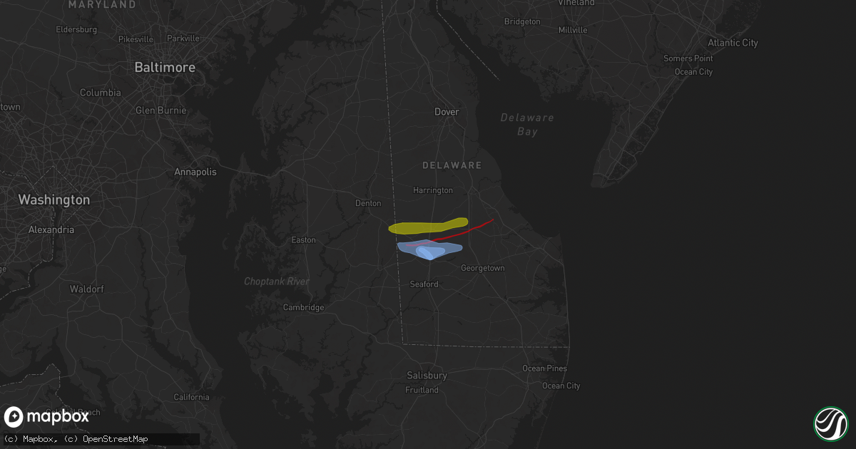 Hail map in Greenwood, DE on April 1, 2023