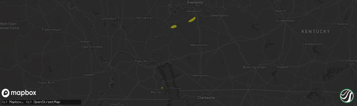 Hail map in Henderson, KY on April 1, 2023