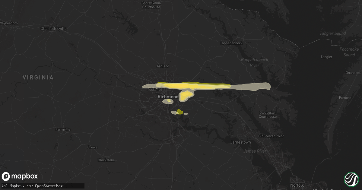 Hail map in Henrico, VA on April 1, 2023