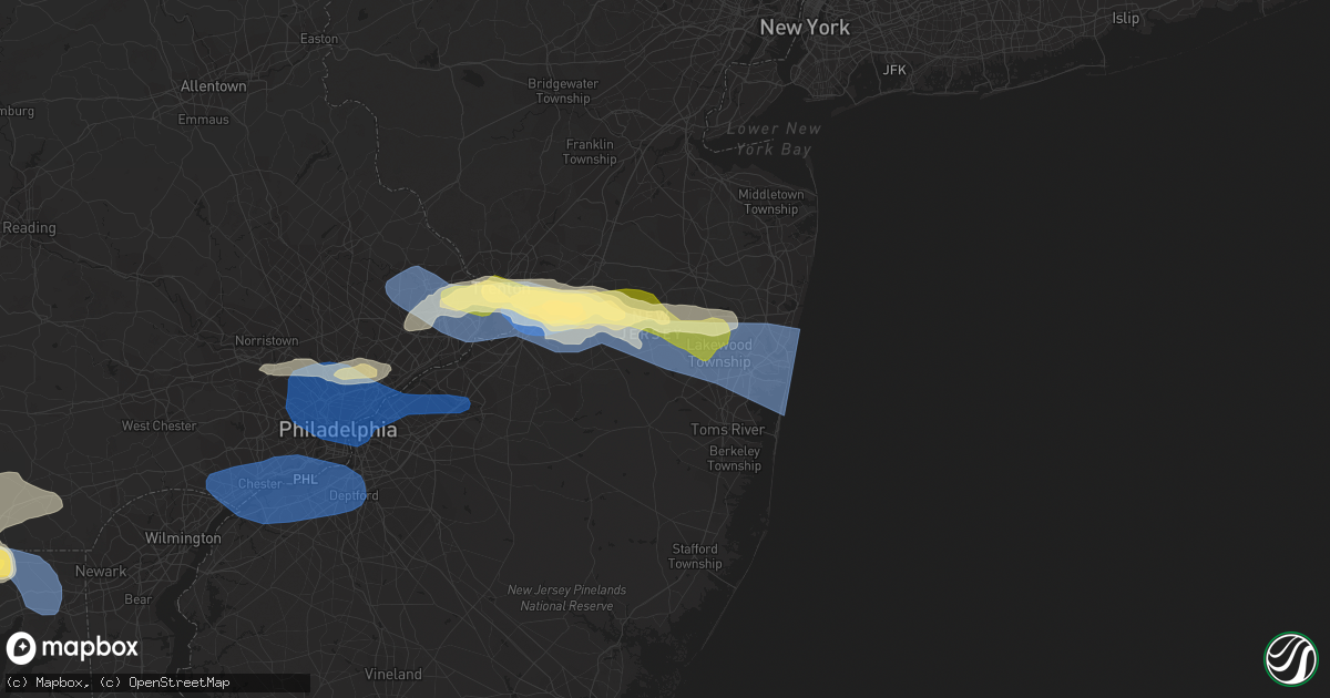 Hail map in Jackson, NJ on April 1, 2023