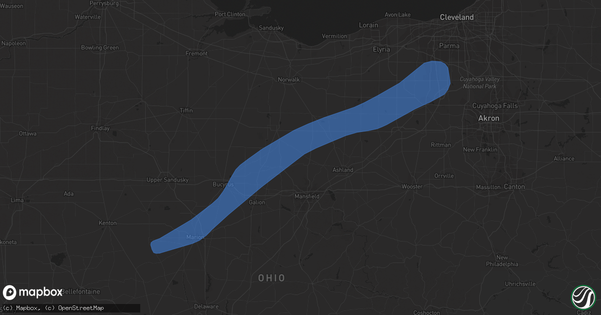 Hail map in Litchfield, OH on April 1, 2023